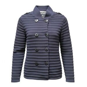 MAISON SCOTCH NAVY RIBBED KNIT SWEATER JACKET, DOUBLE BREASTED, XS SCOTCH & SODA
